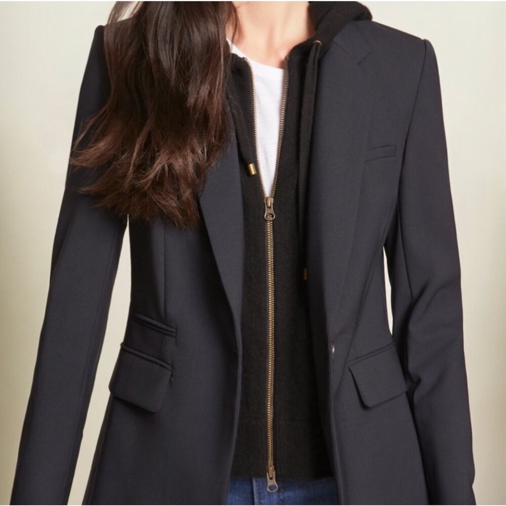 Veronica Beard Black Single-Button Tailored Blazer with Notch Lapel - Picture 13 of 14